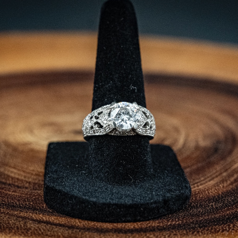 💍 Vintage Sterling Silver 2ct Diamond Simulant (CZ) Engagement Ring | Size 7 💍💎